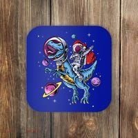 Funny Santa Claus Astronaut Christmas Riding Dinosaur Trex Gift Coaster thumb 0