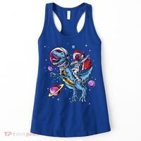 Funny Santa Claus Astronaut Christmas Riding Dinosaur Trex Gift Women's Tank Top thumb 0