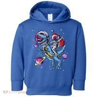 Funny Santa Claus Astronaut Christmas Riding Dinosaur Trex Gift Toddler Hoodie thumb 0