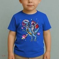 Funny Santa Claus Astronaut Christmas Riding Dinosaur Trex Gift Toddler T-Shirt thumb 2