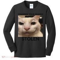 Funny Silly Cat Sarcastic Saying Funny Cat Kids Long Sleeve Shirt thumb 0