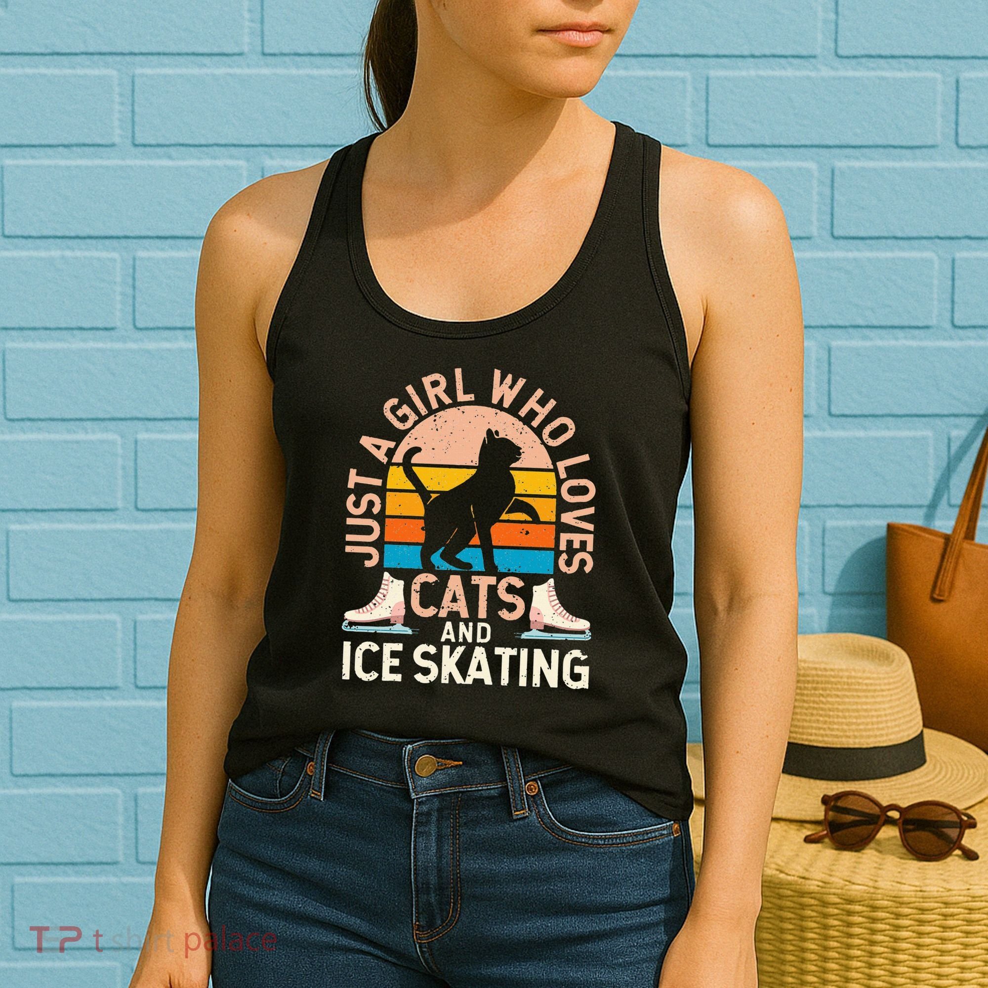 Figure Skater Cat Just A Girl Who Loves Cats And Ice Skating Women's Tank Top