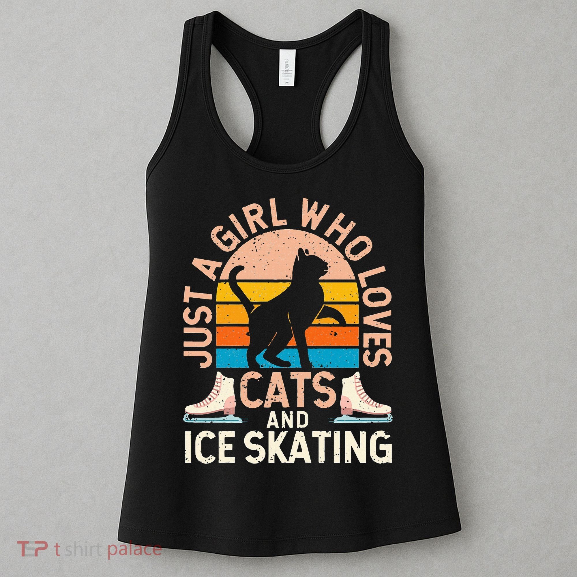 Figure Skater Cat Just A Girl Who Loves Cats And Ice Skating Women's Tank Top