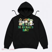 Funny St Catrick's Day St Patrick's Day Cats Hoodie thumb 0