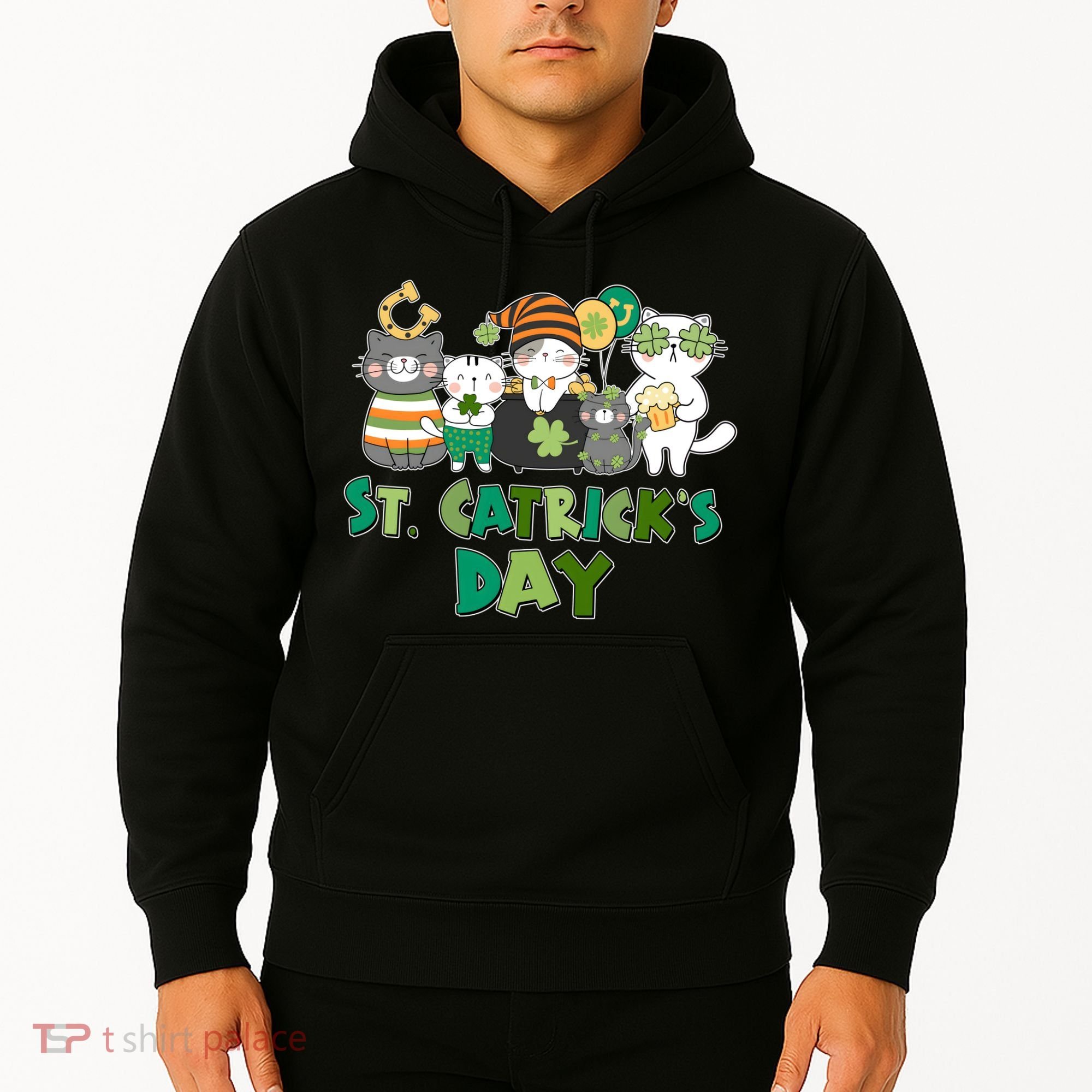 Funny St Catrick's Day St Patrick's Day Cats Hoodie