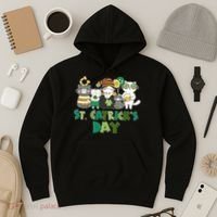Funny St Catrick's Day St Patrick's Day Cats Hoodie thumb 3