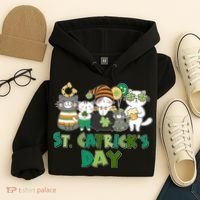 Funny St Catrick's Day St Patrick's Day Cats Hoodie thumb 4