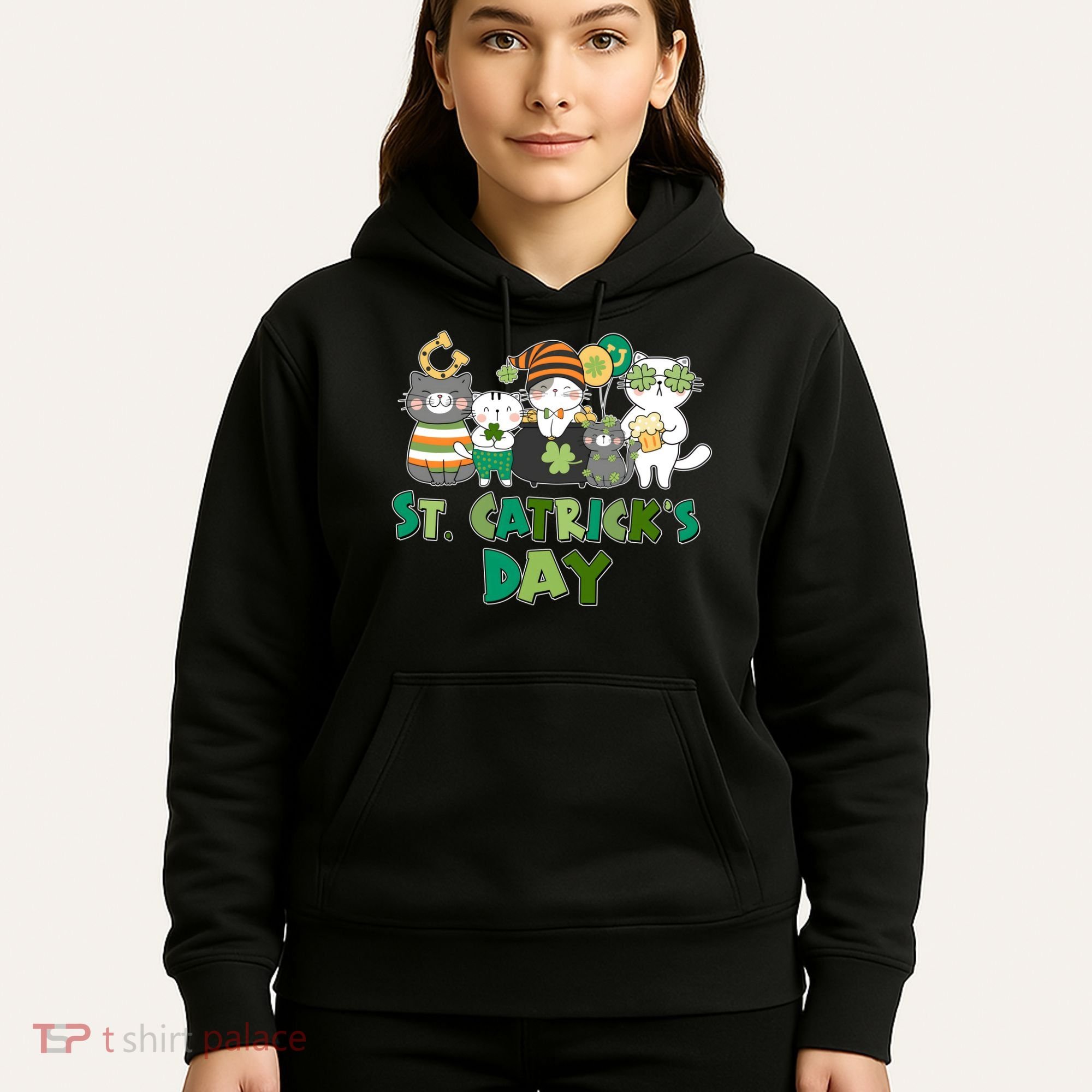 Funny St Catrick's Day St Patrick's Day Cats Hoodie