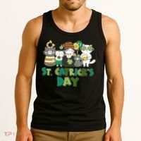 Funny St Catrick's Day St Patrick's Day Cats Tank Top thumb 3