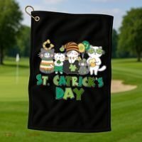 Funny St Catrick's Day St Patrick's Day Cats Golf Towel thumb 1