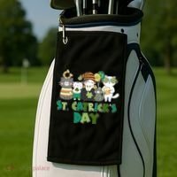 Funny St Catrick's Day St Patrick's Day Cats Golf Towel thumb 2