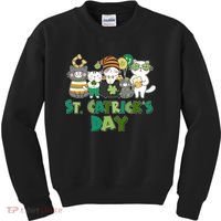 Funny St Catrick's Day St Patrick's Day Cats Kids Sweatshirt thumb 0