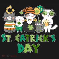 Funny St Catrick's Day St Patrick's Day Cats Kids Long Sleeve Shirt thumb 2