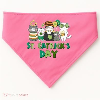 Funny St Catrick's Day St Patrick's Day Cats USA-Made Doggie Bandana