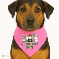 Funny St Catrick's Day St Patrick's Day Cats USA-Made Doggie Bandana thumb 1