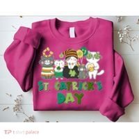 Funny St Catrick's Day St Patrick's Day Cats Sweatshirt thumb 2