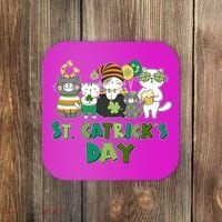Funny St Catrick's Day St Patrick's Day Cats Coaster thumb 0