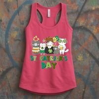 Funny St Catrick's Day St Patrick's Day Cats Women's Tank Top thumb 3