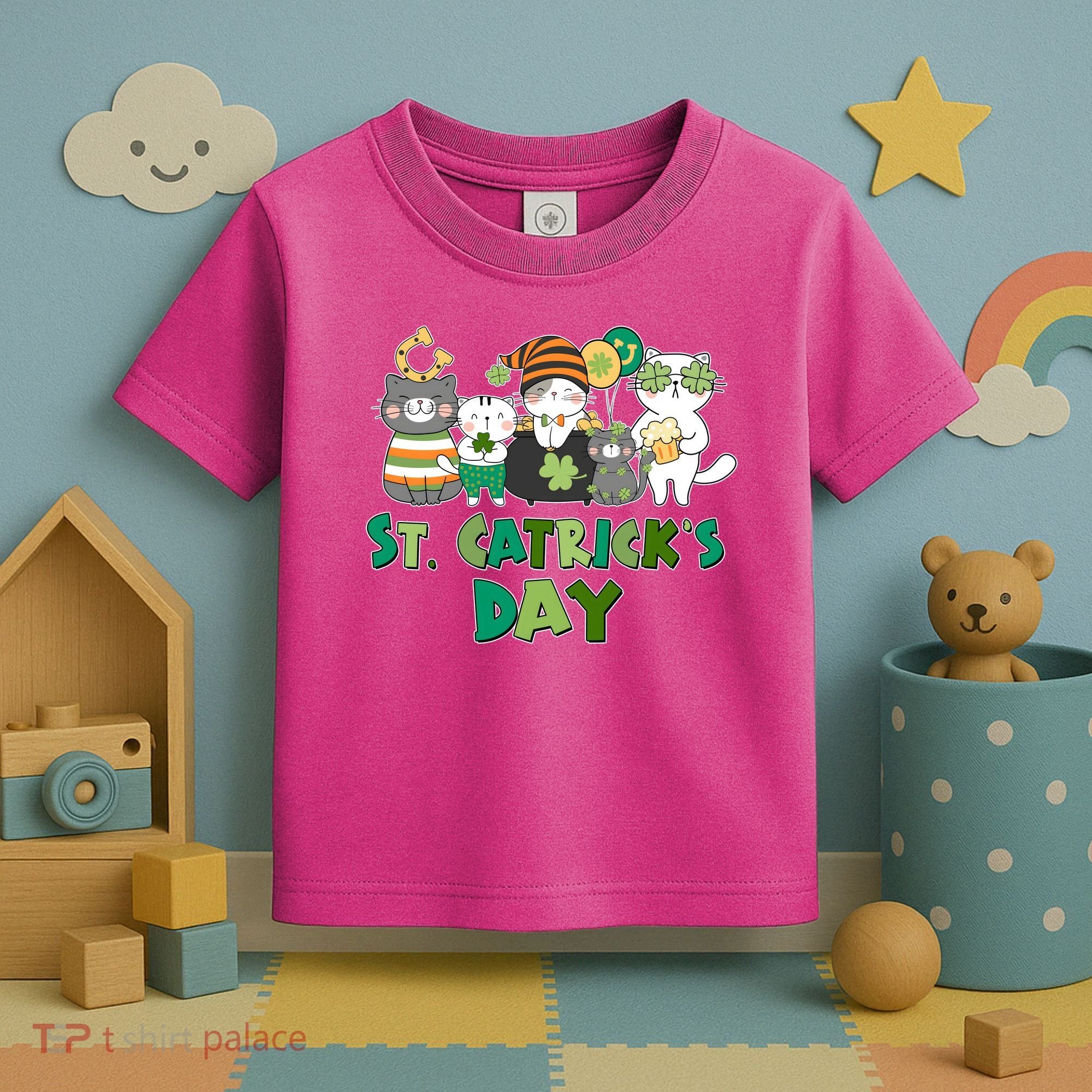 Funny St Catrick's Day St Patrick's Day Cats Toddler T-Shirt