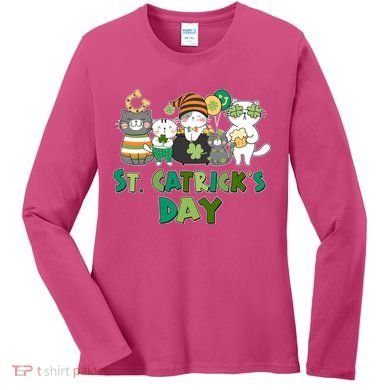 Funny St Catrick's Day St Patrick's Day Cats Women's Long Sleeve Shirt