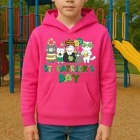 Funny St Catrick's Day St Patrick's Day Cats Kids Hoodie thumb 2