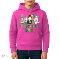 Funny St Catrick's Day St Patrick's Day Cats Kids Hoodie thumb 4