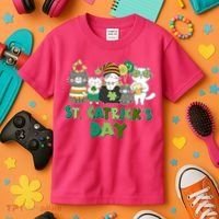 Funny St Catrick's Day St Patrick's Day Cats Kids T-Shirt thumb 3