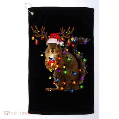 Funny Squirrel Christmas Tree Lights Reindeer Santa Hat Xmas Gift Golf Towel