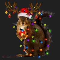 Funny Squirrel Christmas Tree Lights Reindeer Santa Hat Xmas Gift Golf Towel thumb 3