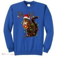 Funny Squirrel Christmas Tree Lights Reindeer Santa Hat Xmas Gift Sweatshirt thumb 0