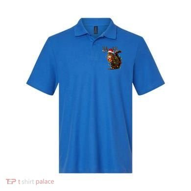 Funny Squirrel Christmas Tree Lights Reindeer Santa Hat Xmas Gift Polo