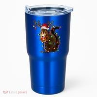 Funny Squirrel Christmas Tree Lights Reindeer Santa Hat Xmas Gift Tumbler thumb 0