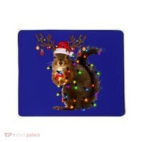 Funny Squirrel Christmas Tree Lights Reindeer Santa Hat Xmas Gift Mousepad thumb 0