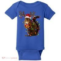 Funny Squirrel Christmas Tree Lights Reindeer Santa Hat Xmas Gift Baby Bodysuit thumb 0