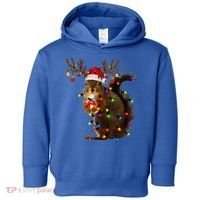 Funny Squirrel Christmas Tree Lights Reindeer Santa Hat Xmas Gift Toddler Hoodie thumb 0