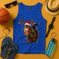 Funny Squirrel Christmas Tree Lights Reindeer Santa Hat Xmas Gift Tank Top thumb 4