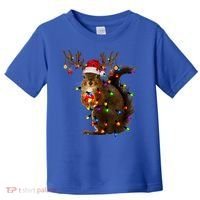Funny Squirrel Christmas Tree Lights Reindeer Santa Hat Xmas Gift Toddler T-Shirt thumb 0