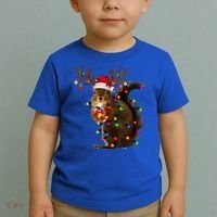 Funny Squirrel Christmas Tree Lights Reindeer Santa Hat Xmas Gift Toddler T-Shirt thumb 2