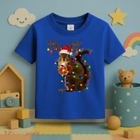 Funny Squirrel Christmas Tree Lights Reindeer Santa Hat Xmas Gift Toddler T-Shirt thumb 3