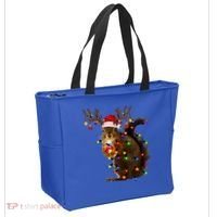 Funny Squirrel Christmas Tree Lights Reindeer Santa Hat Xmas Gift Tote Bag thumb 2