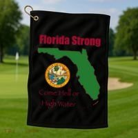 Florida Strong Come Hell Or High Water Golf Towel thumb 1