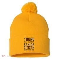 Funny Senior Citizen Reminder Pom Pom 12in Knit Beanie thumb 0