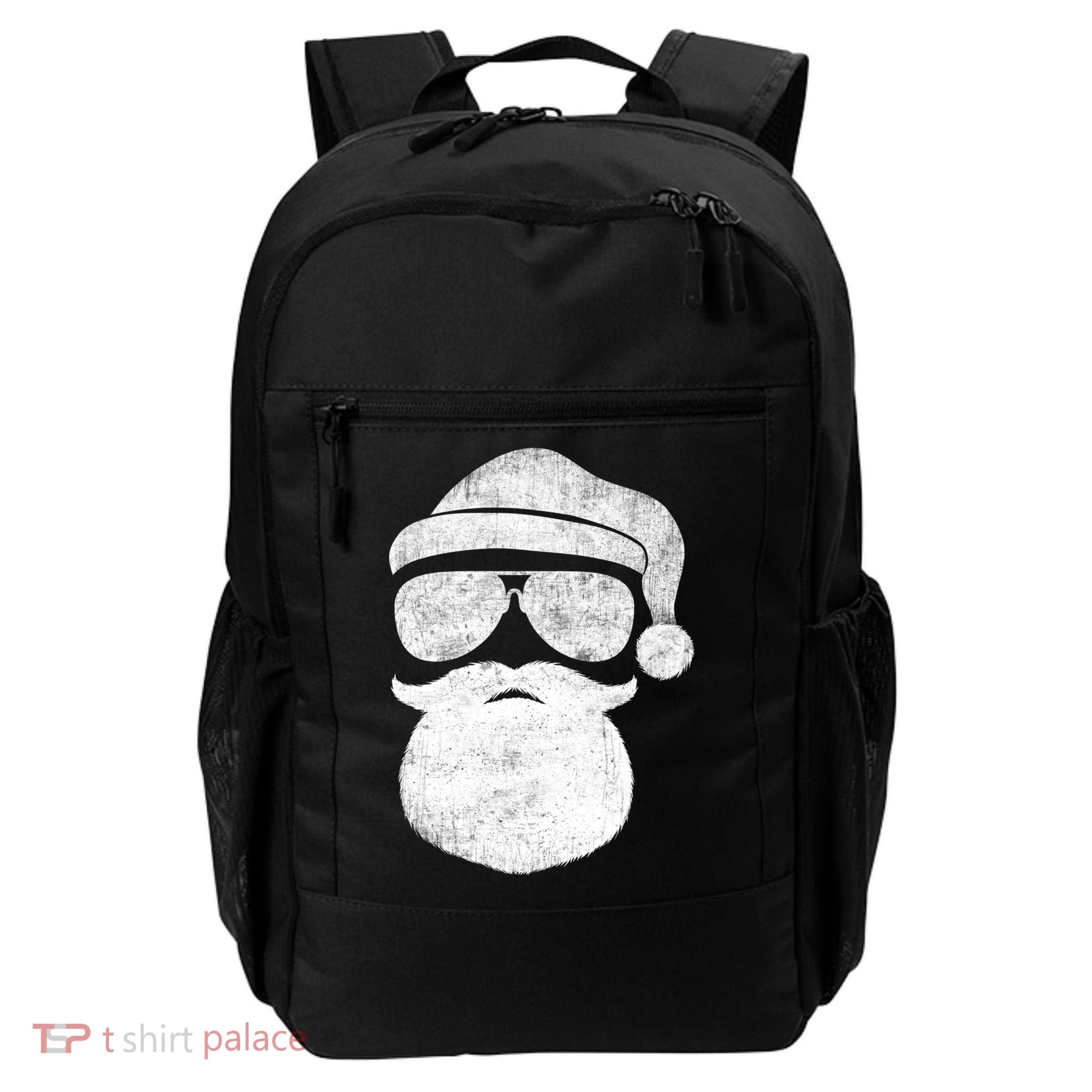 Funny Santa Claus Face Sunglasses With Hat Beard Christmas Backpack