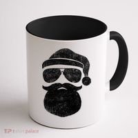 Funny Santa Claus Face Sunglasses With Hat Beard Christmas Coffee Mug thumb 1