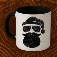 Funny Santa Claus Face Sunglasses With Hat Beard Christmas Coffee Mug thumb 2