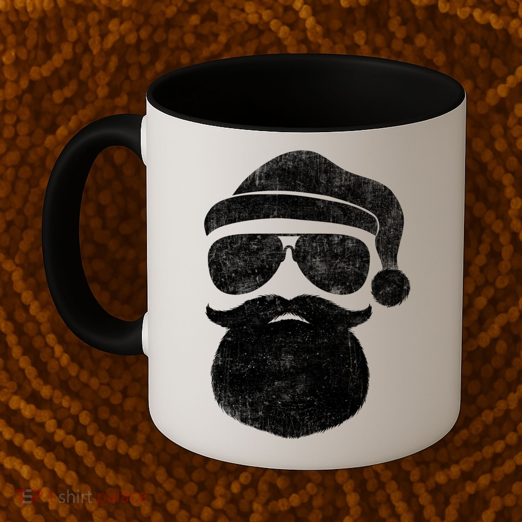 Funny Santa Claus Face Sunglasses With Hat Beard Christmas Coffee Mug