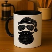 Funny Santa Claus Face Sunglasses With Hat Beard Christmas Coffee Mug thumb 4