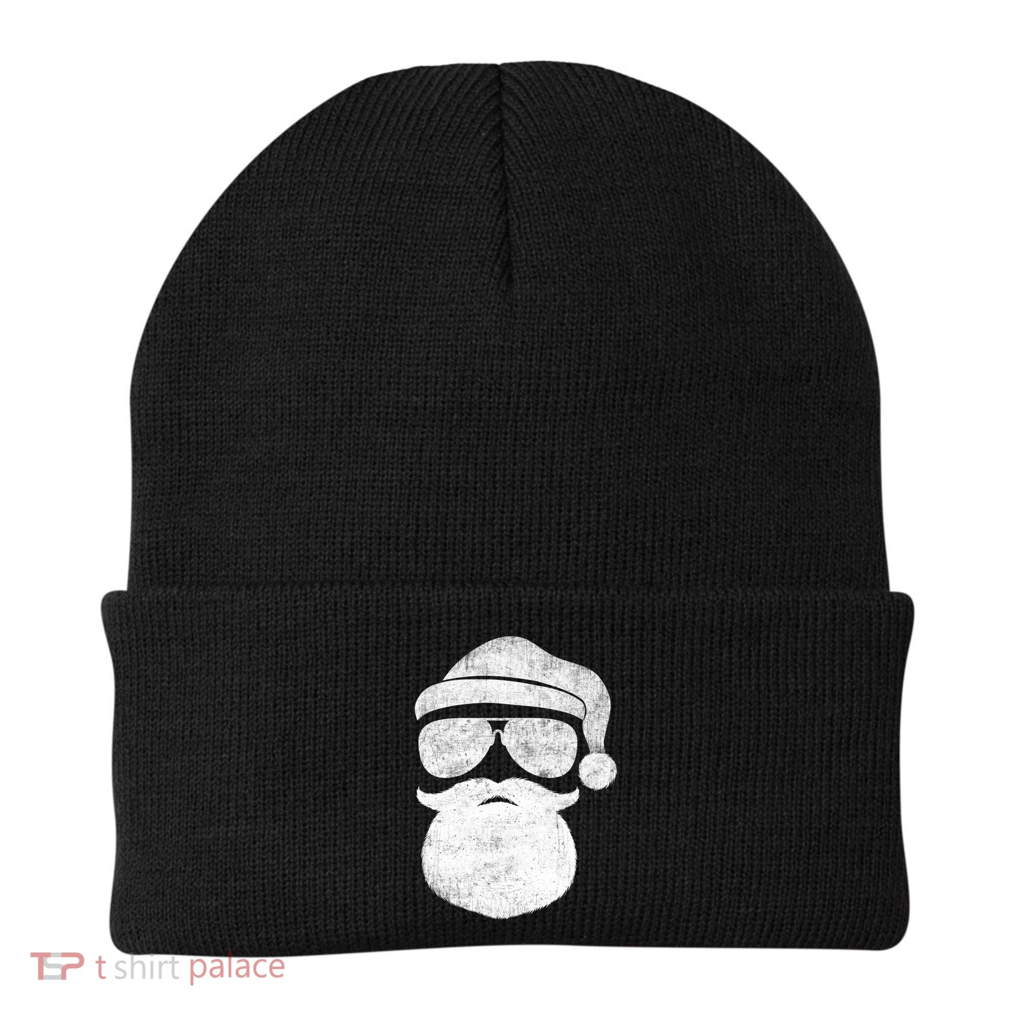 Funny Santa Claus Face Sunglasses With Hat Beard Christmas Beanie