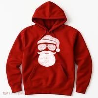Funny Santa Claus Face Sunglasses With Hat Beard Christmas Hoodie thumb 0