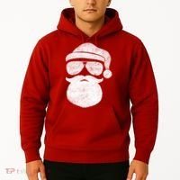 Funny Santa Claus Face Sunglasses With Hat Beard Christmas Hoodie thumb 2